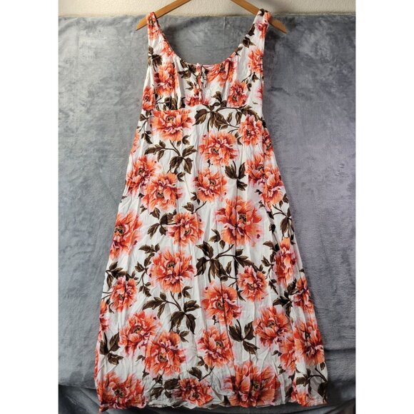 Old Navy Womens Babydoll Maxi Dress Small White Orange Floral Empire Waist Boho - Picture 1 of 8